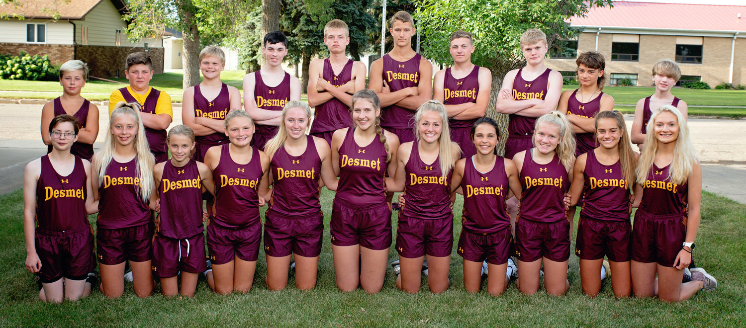The De Smet cross-country team competes Saturday in their first meet of the season, The Don Ray Invitational, hosted by Deubrook at White. Cory Haugen is their coach.  The team includes Koby Sinclair, Payton Botkin, Kaleb Johnson, Brayden Roth, Edger Wilkinson, Kasen Janssen, Noah Roth, Ethan Johnson, Gannon Gilligan and Isaiah Roth; Carly Wiese, front left, Kendra Palmlund,  Aubree Blue, Audi Currier, Cori Birkel, Kennadi Buchholz, Emma Albrecht, Megan Dylla, Alyssa Asleson, Mirra Beck and Julie Anderson. Team members Haden Palmlund and Andrew Close are not shown.